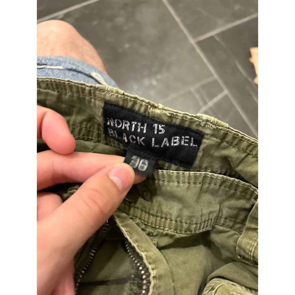 North 15 Black Label Mens Olive Green Utility Cargo Shorts Size 36 Relaxed Fit